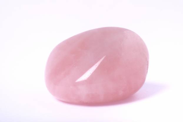 Rose quartz on white