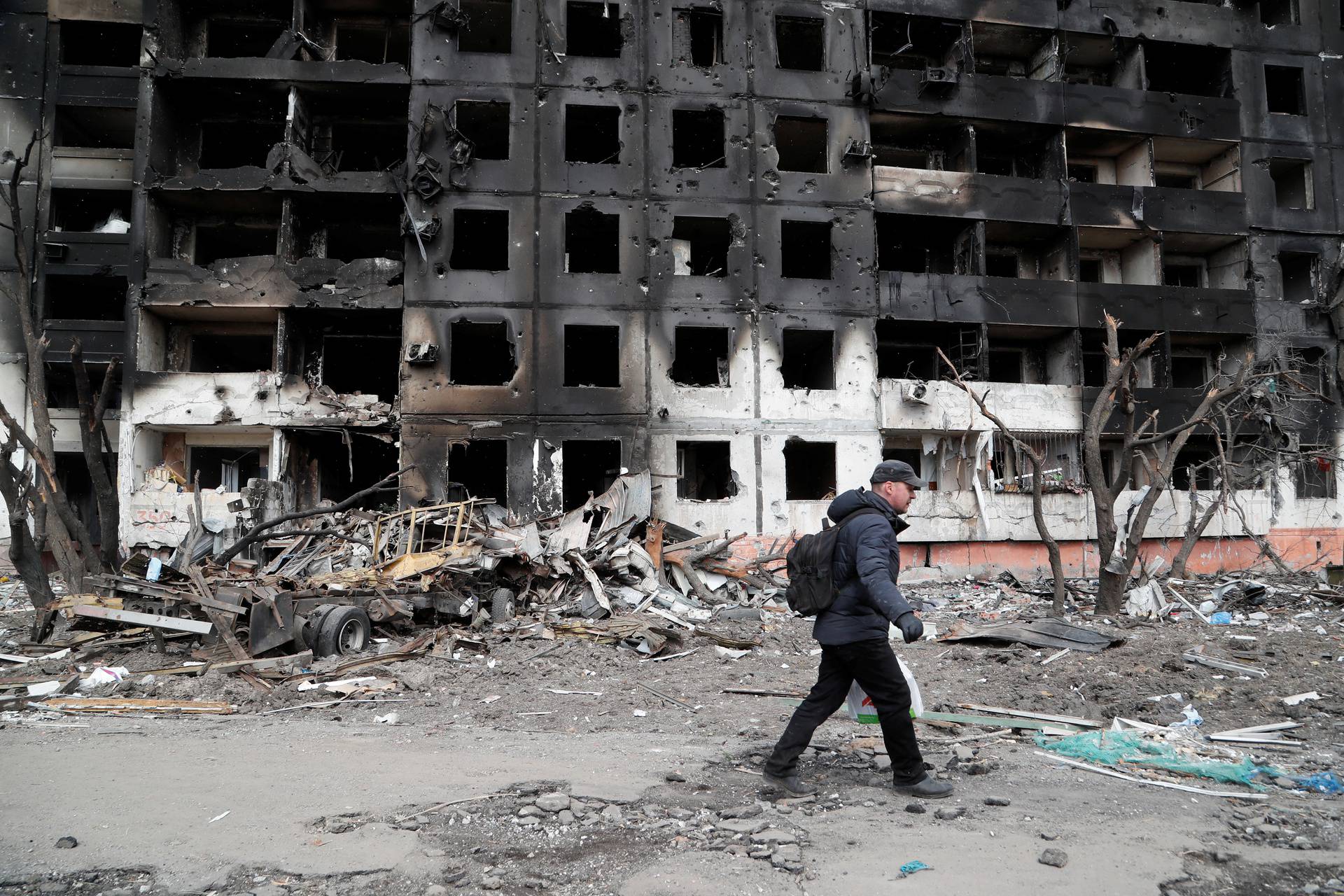 A view shows the besieged city of Mariupol