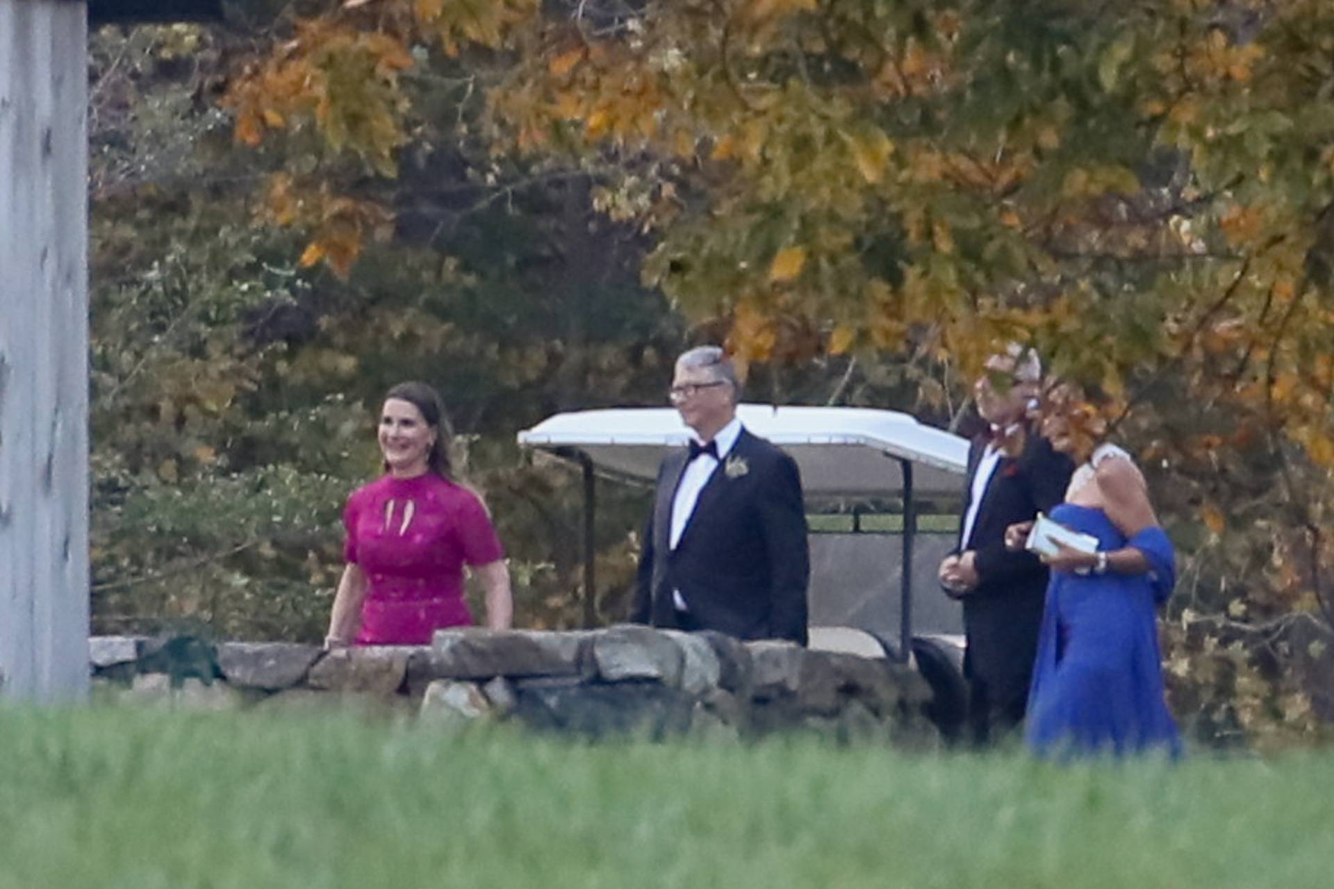 Jennifer Gates poses with her parents Bill and Melinda Gates as she celebrates her marriage to Nayel Nassar