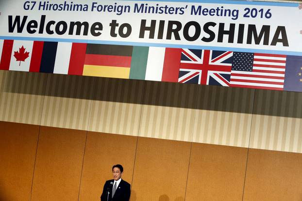 Kishida welcomes fellow diplomats to the G7 foreign minister meetings in Hiroshima, Japan