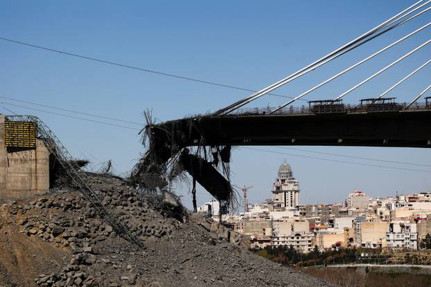The B1 bridge damaged by a strike, as the U.S.-Israeli conflict with Iran continues, in Karaj