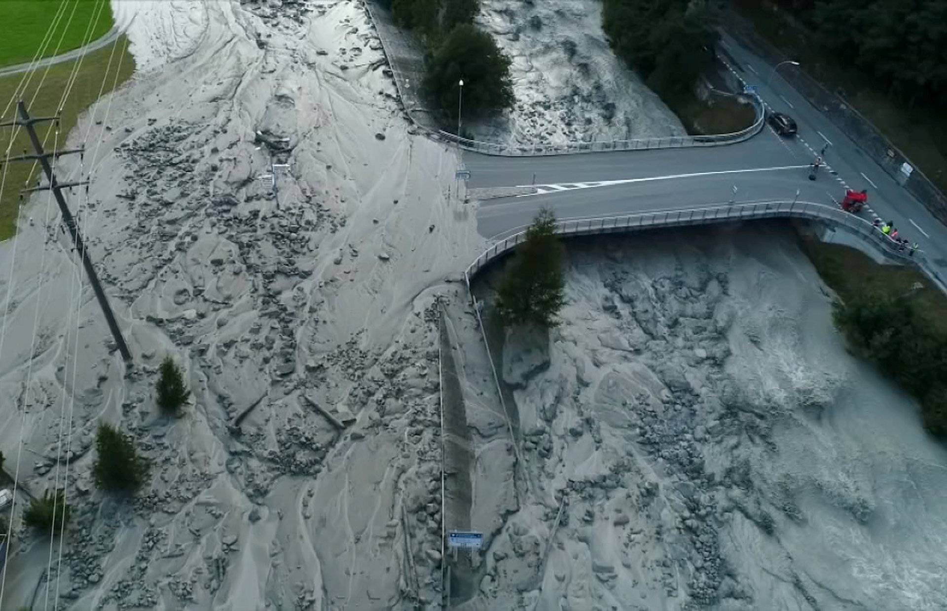 Still image taken from video shows the remote village of Bondo after a landslide
