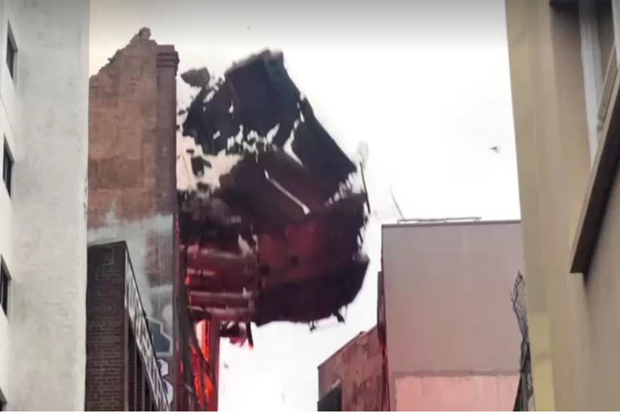 požar zgrade sydney- urušavanje zida