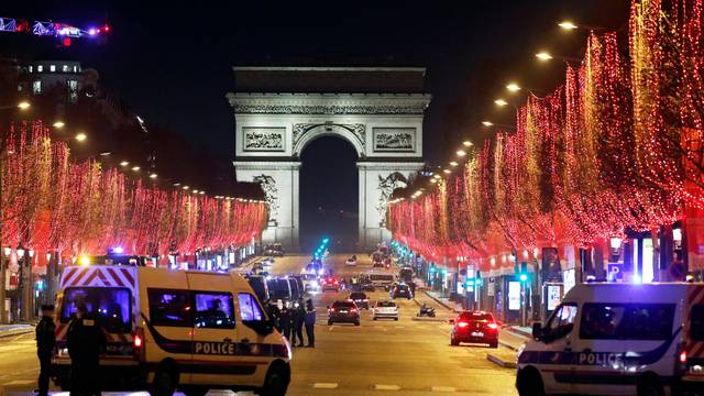 Empty Champs Elysees since gatherings have been banned due to Covid-19 restrictions