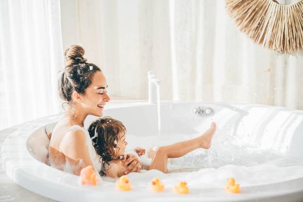 Mother,And,Child,Having,Bubble,Bath.