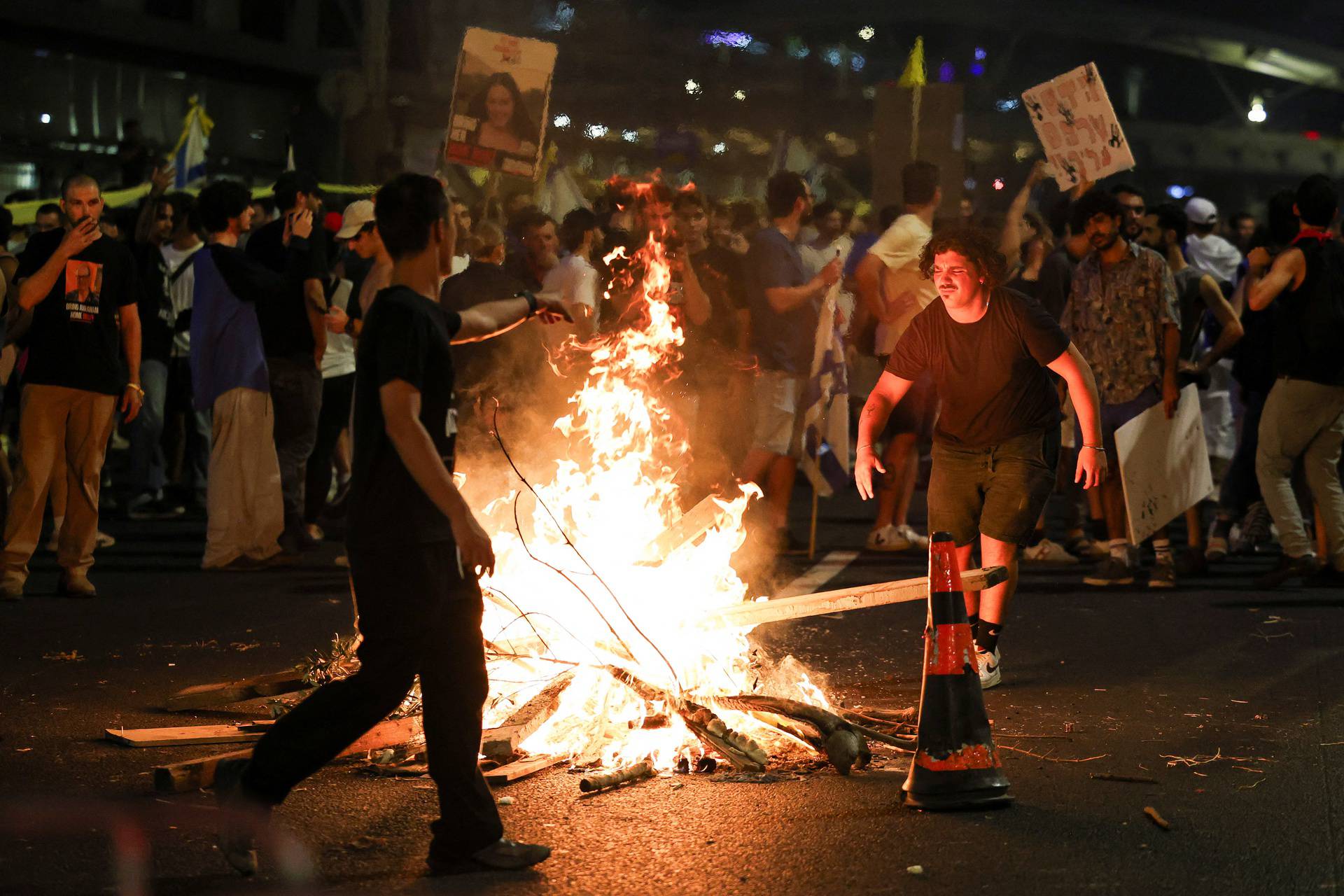 Protest against the government and in support for the hostages who were kidnapped during the deadly October 7 attack, in Tel Aviv