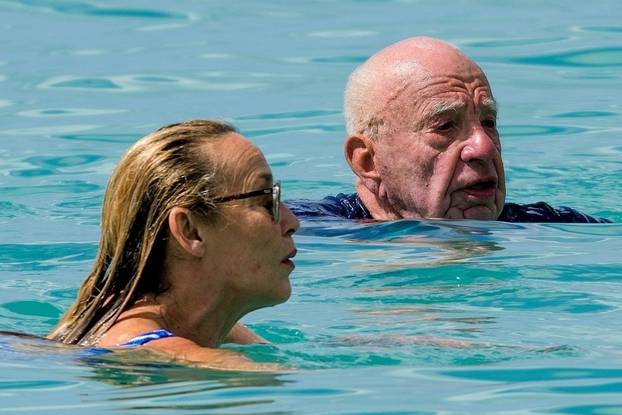 *EXCLUSIVE* Jerry Hall and husband Rupert Murdoch enjoy a day on the beach
