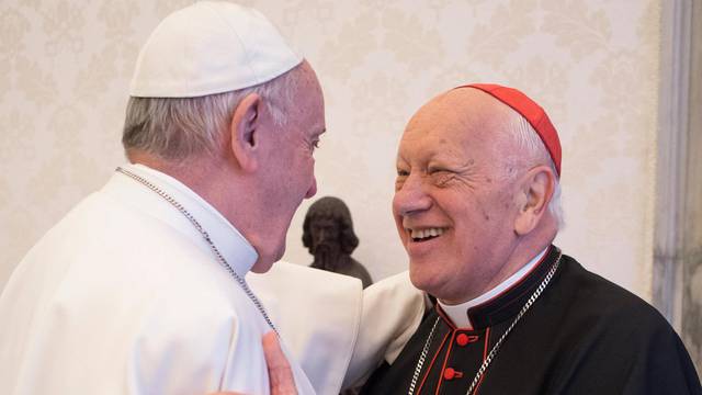 Pope Francis receives archbishop of Santiago de Chile, Ricardo Ezzati Andrello at the Vatican