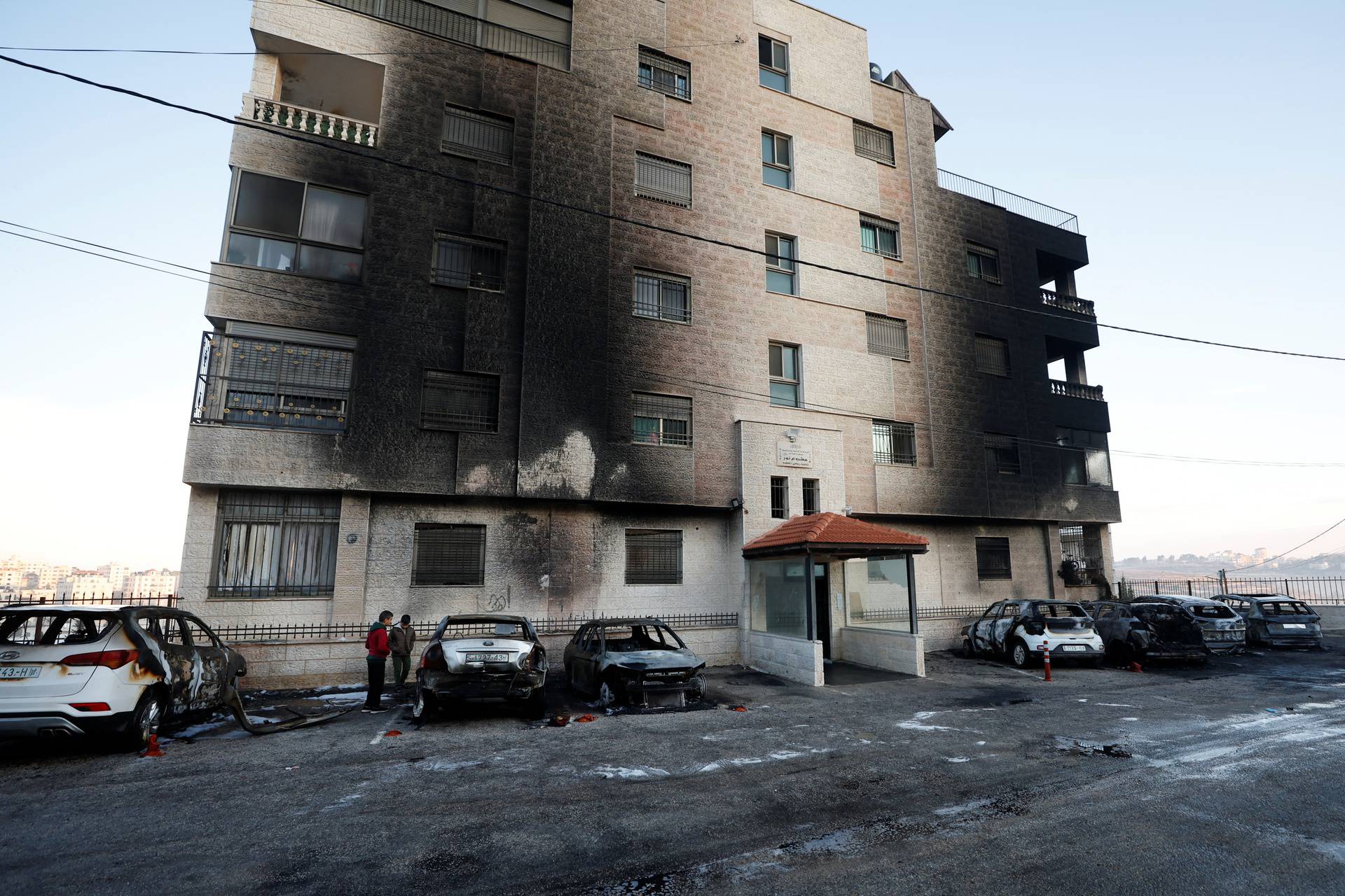 Aftermath of Israeli settlers attack in Al-Bireh city