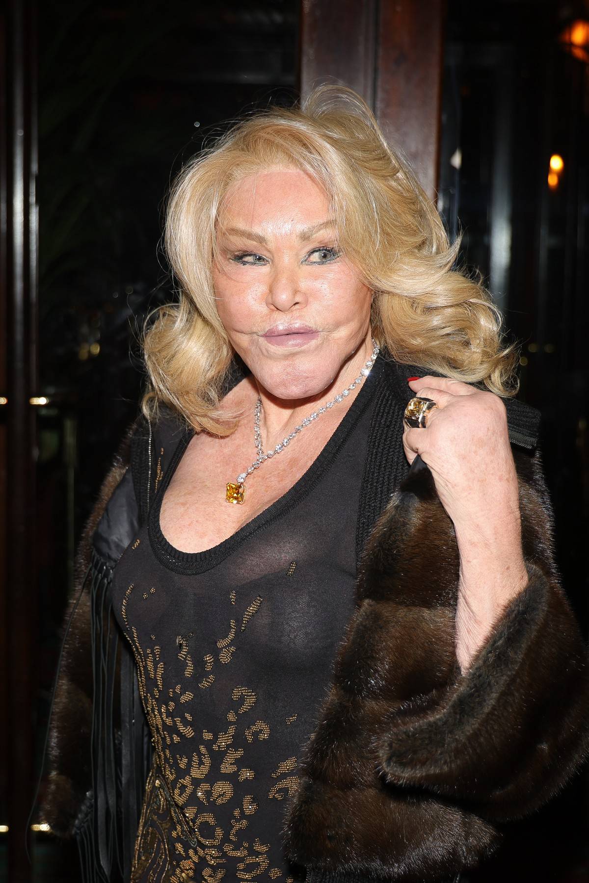 Jocelyne Wildenstein Stuns In 26+ Carats Fancy Vivid Yellow Diamond For Romantic Dinner With Fianc? Lloyd Klein At Maxim's - 7 Oct 2024