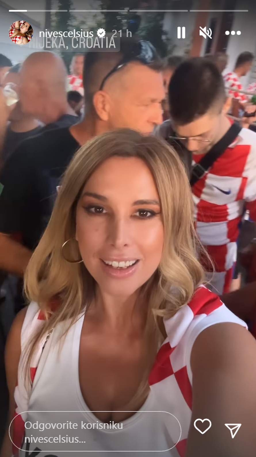 Vatrena Nives Celzijus pridružila se navijačima u Rijeci i slavila pobjedu hrvatske reprezentacije