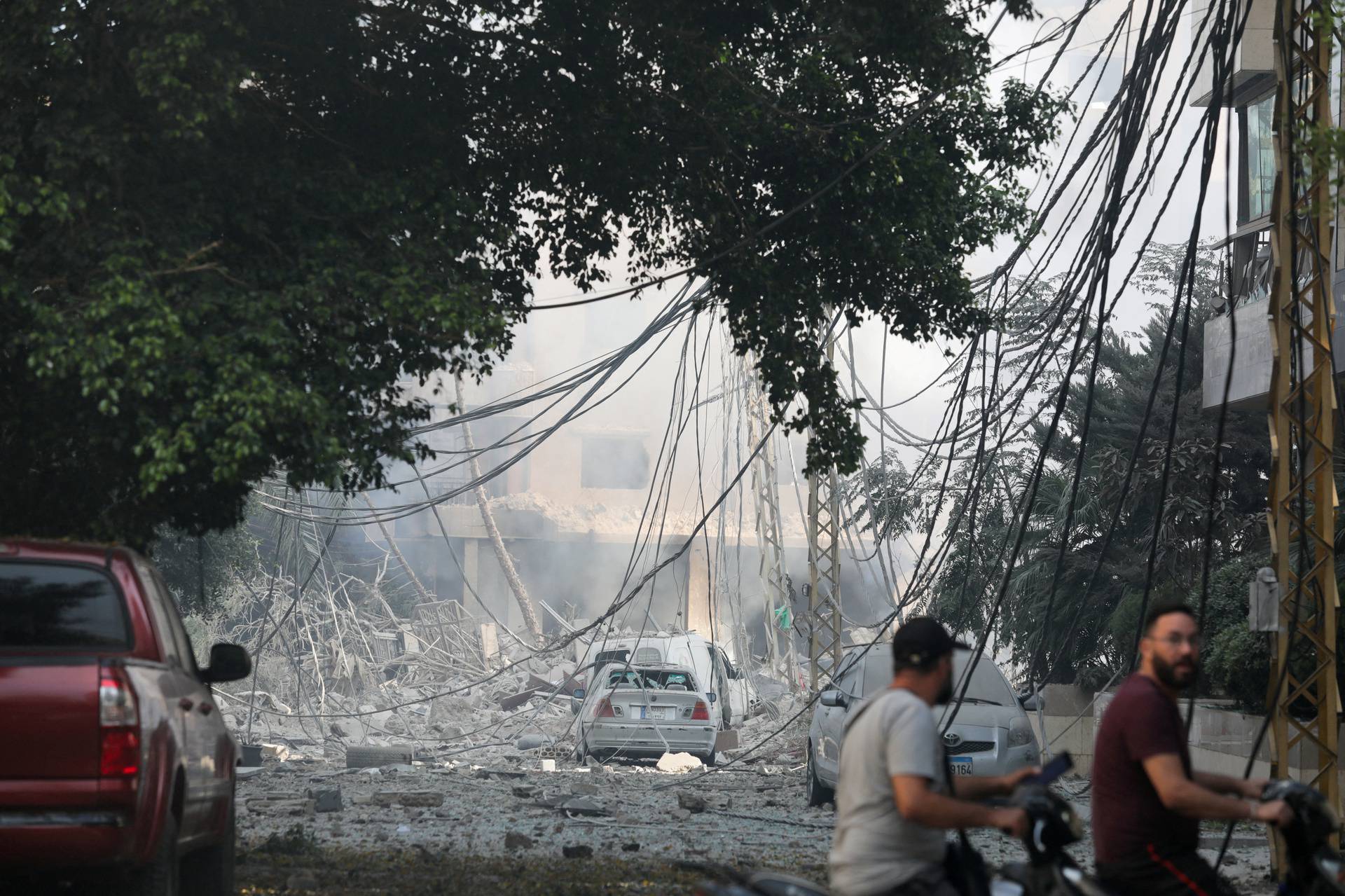 Aftermath of Israeli air strikes on Beirut's southern suburbs