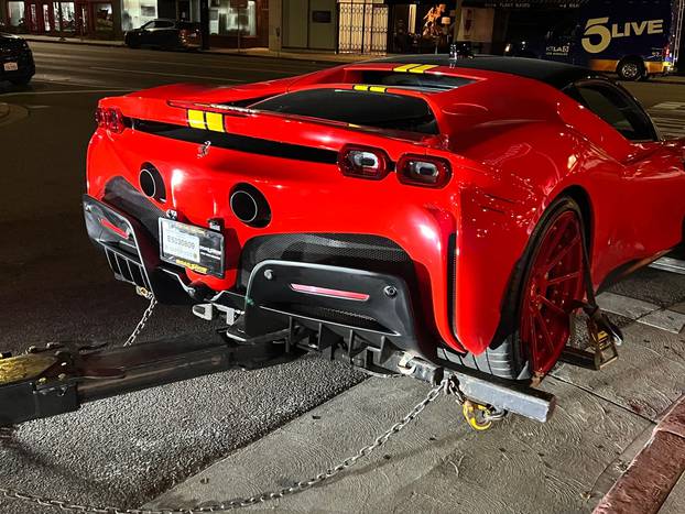 *EXCLUSIVE* A Ferrari that belongs to Kodak Black and Gunna's friends pictured with bullet holes!