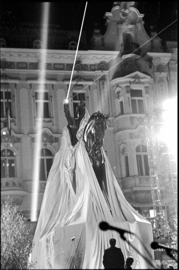 Zagreb: Svečano otkrivanje spomenika banu Josipu Jelačiću na istoimenom trgu, 15.10.1990.