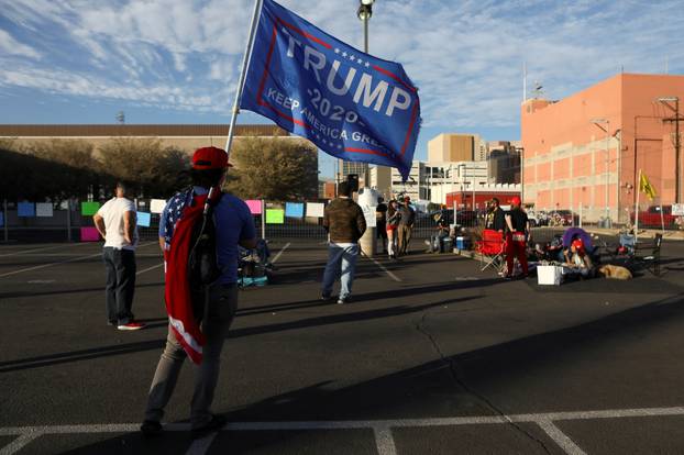 FILE PHOTO: Supporters of U.S. President Donald Trump gather for a "Stop the Steal" protest after the 2020 U.S. presidential election was called for Democratic candidate Biden, at the Maricopa County Tabulation and Election Center (MCTEC), in Phoenix