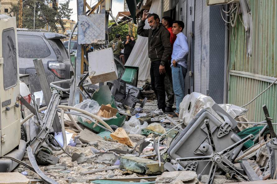 A damaged building following a targeted Israeli strike, in Beirut
