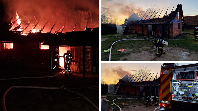 FOTO Požar na božićno jutro u Slunju, izgorio je gospodarski objekt: 'Šteta od više tisuća €'