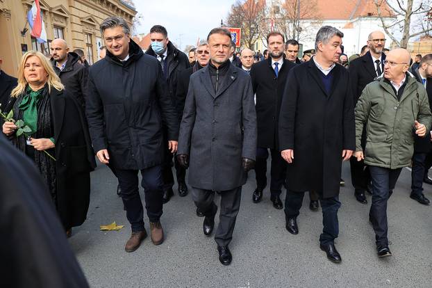 Zoran Milanović, Andrej Plenković i Gordan Jandroković zajedno u Koloni sjećanja za Vukovar