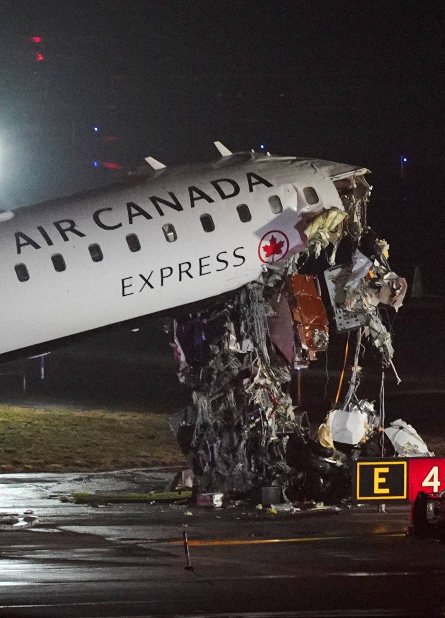 Air Canada Express jet collides with a ground vehicle at LaGuardia airport