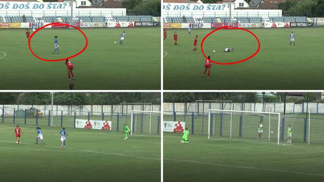 Igračica Osijeka trčala po loptu i ozlijedila se. Igračica iz Splita uzela loptu i zabila gol. Za titulu