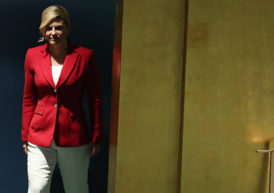 Croatia's President Kolinda Grabar-Kitarovic arrives to address the General Assembly in New York