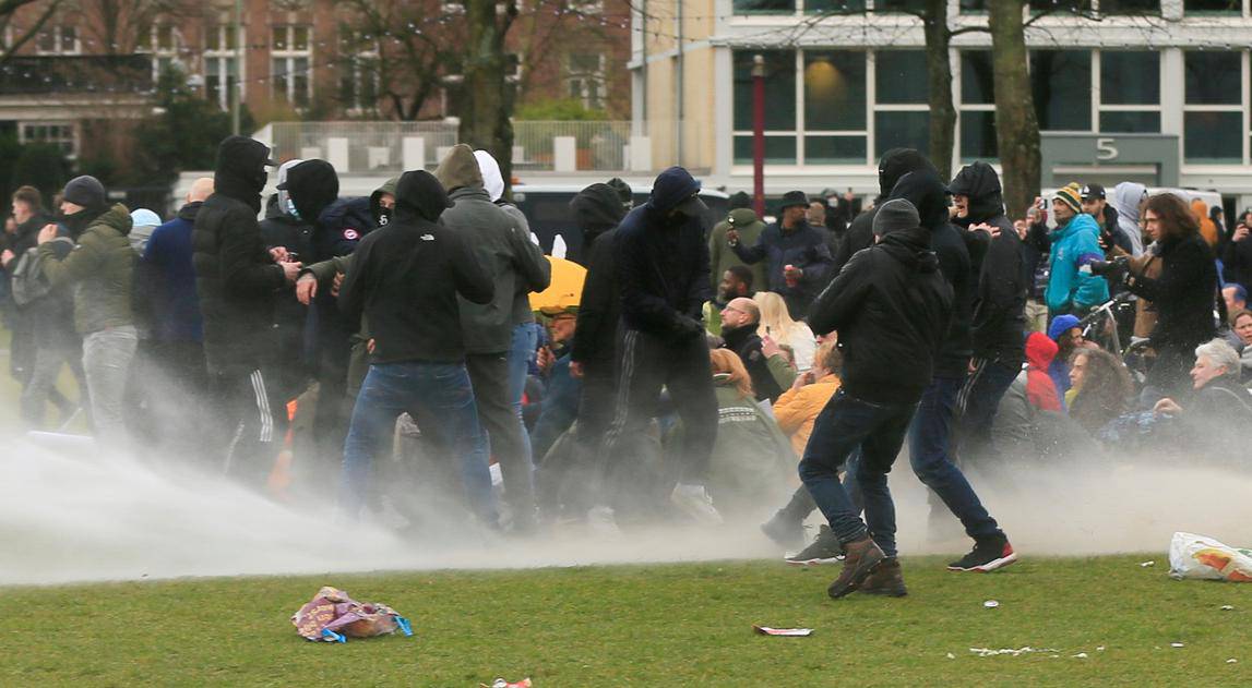 Protest against COVID-19 restrictions in Amsterdam