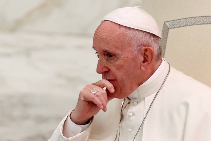 FILE PHOTO: Pope Francis leads a special audience with members of a volunteers association at the Vatican