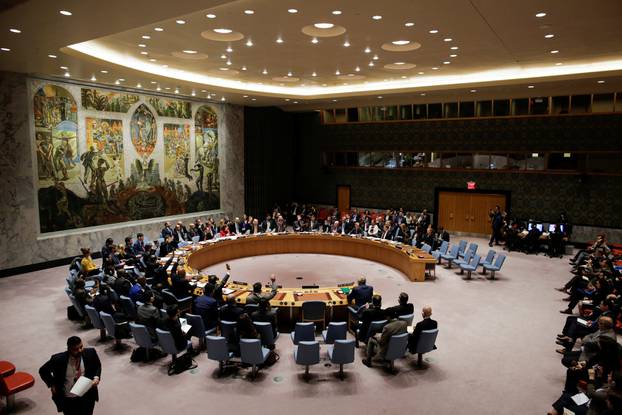 Members of the United Nations Security Council vote for ceasefire to Syrian bombing in eastern Ghouta, at the United Nations headquarters in New York