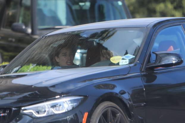 *PREMIUM EXCLUSIVE NO WEB UNTIL 1100AM BST 22ND APRIL* Brooklyn Beckham and Hana Cross getting in an argument while sitting in the car in Beverly Hills