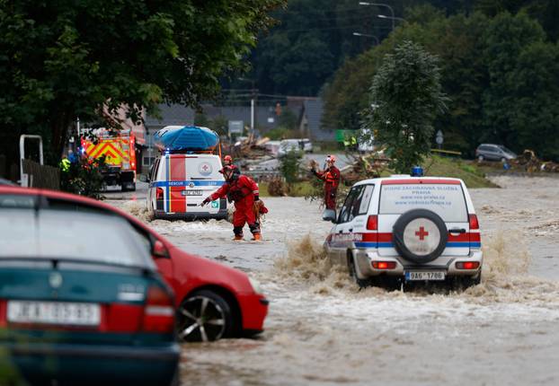 Aftermath of heavy rainfall in Jesenik
