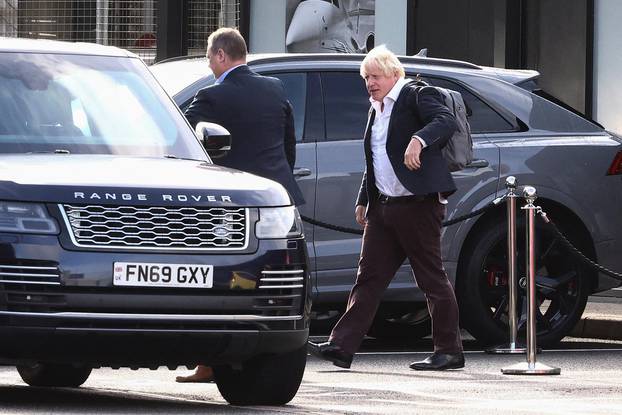 Former British PM Johnson at Gatwick Airport near London