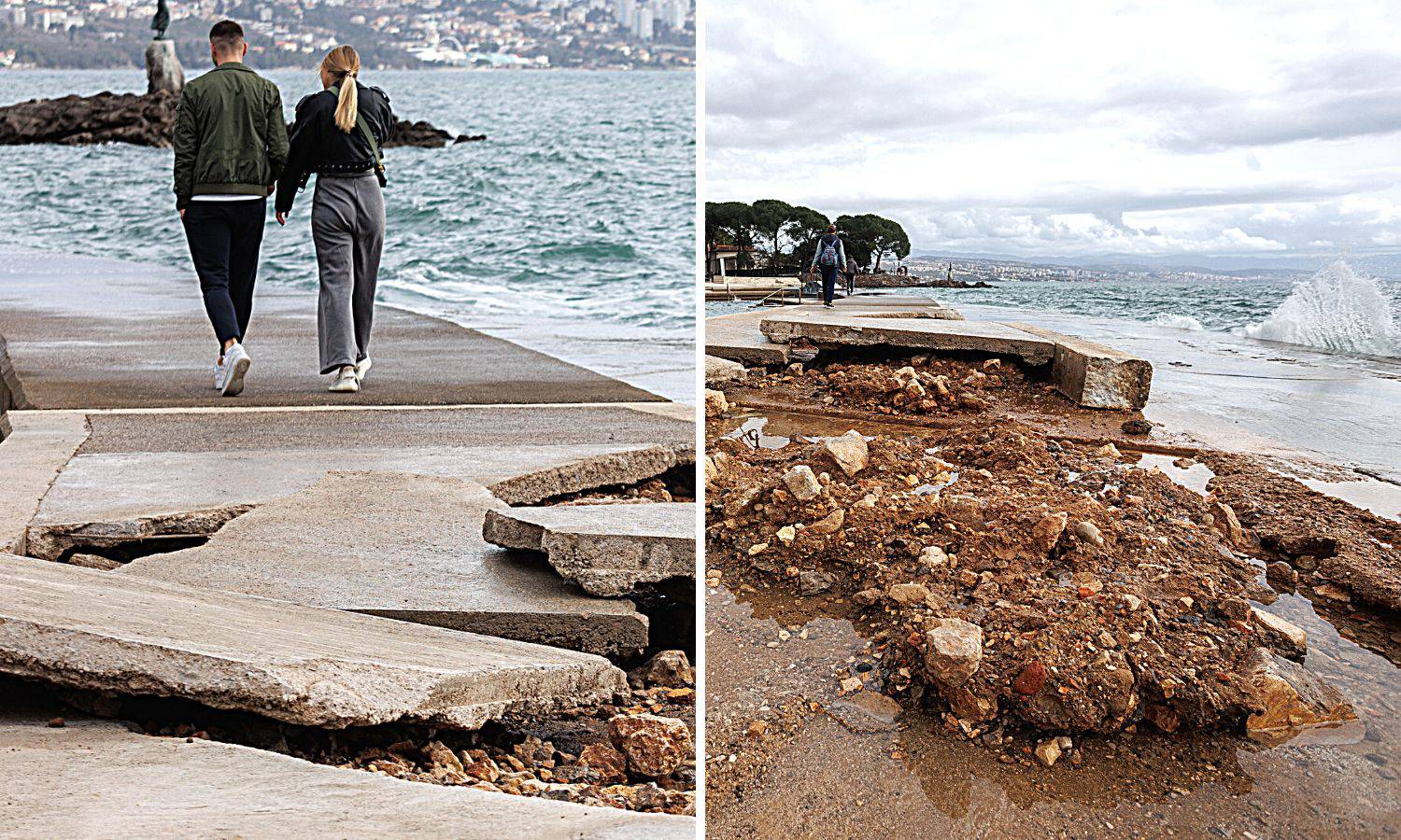FOTO Kakva je to snaga morala biti! Olujno jugo i valovi razbili su betonsku plažu u Opatiji...