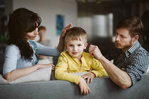 Loving parents and a boy