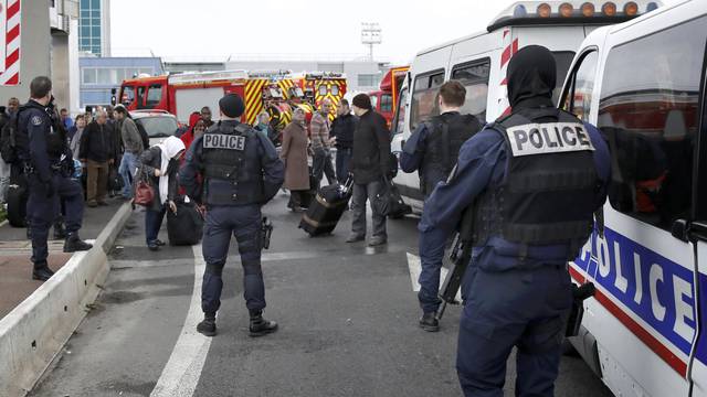 Police at Orly airport southern terminal after shooting incident near Paris