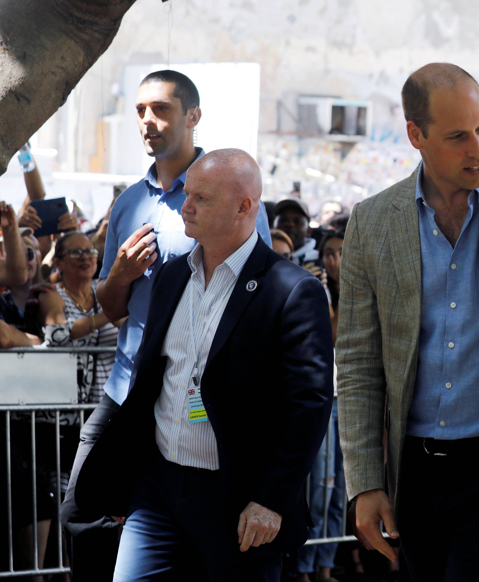 Britain's Prince William speaks with Israeli 2018 Eurovision song contest winner Netta Barzilai during a tour of Rothschild Boulevard, in Tel Aviv, Israel