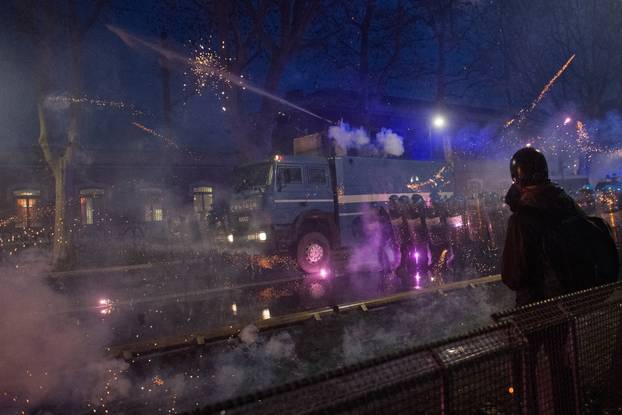 Protest in support of Askatasuna social centre in Turin, Italy