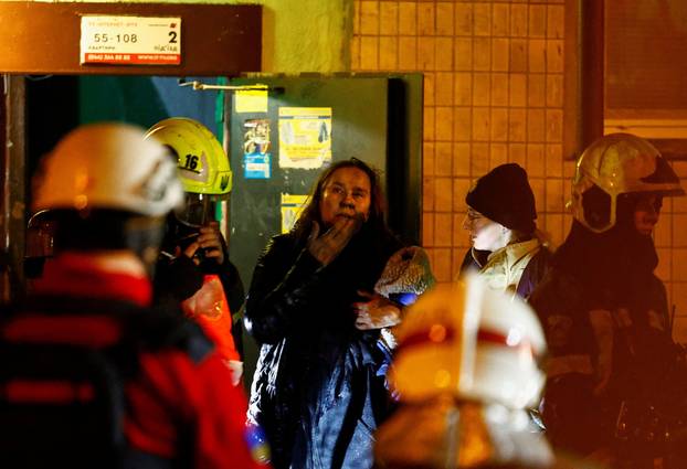 Aftermath of a Russian missile and drone attack, in Kyiv