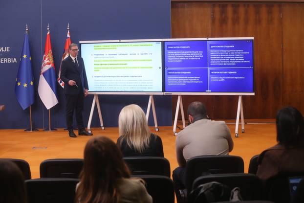 Beograd: U izvanrednom obra&cacute;anju dr&zcaron;avnog vrha Vu&ccaron;i&cacute; rekao da su svi zahtjevi studenata ispunjeni 