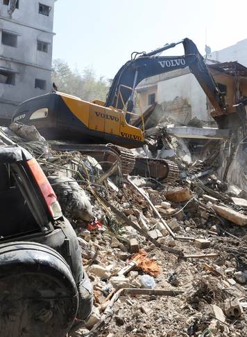 Aftermath of an Israeli strike on a building in the Jnah area in Beirut