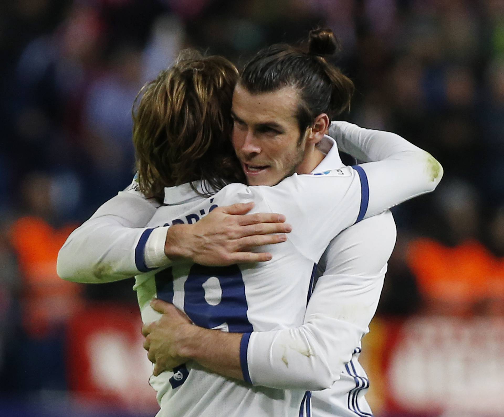 Real Madrid's Gareth Bale and Luka Modric celebrate at full time