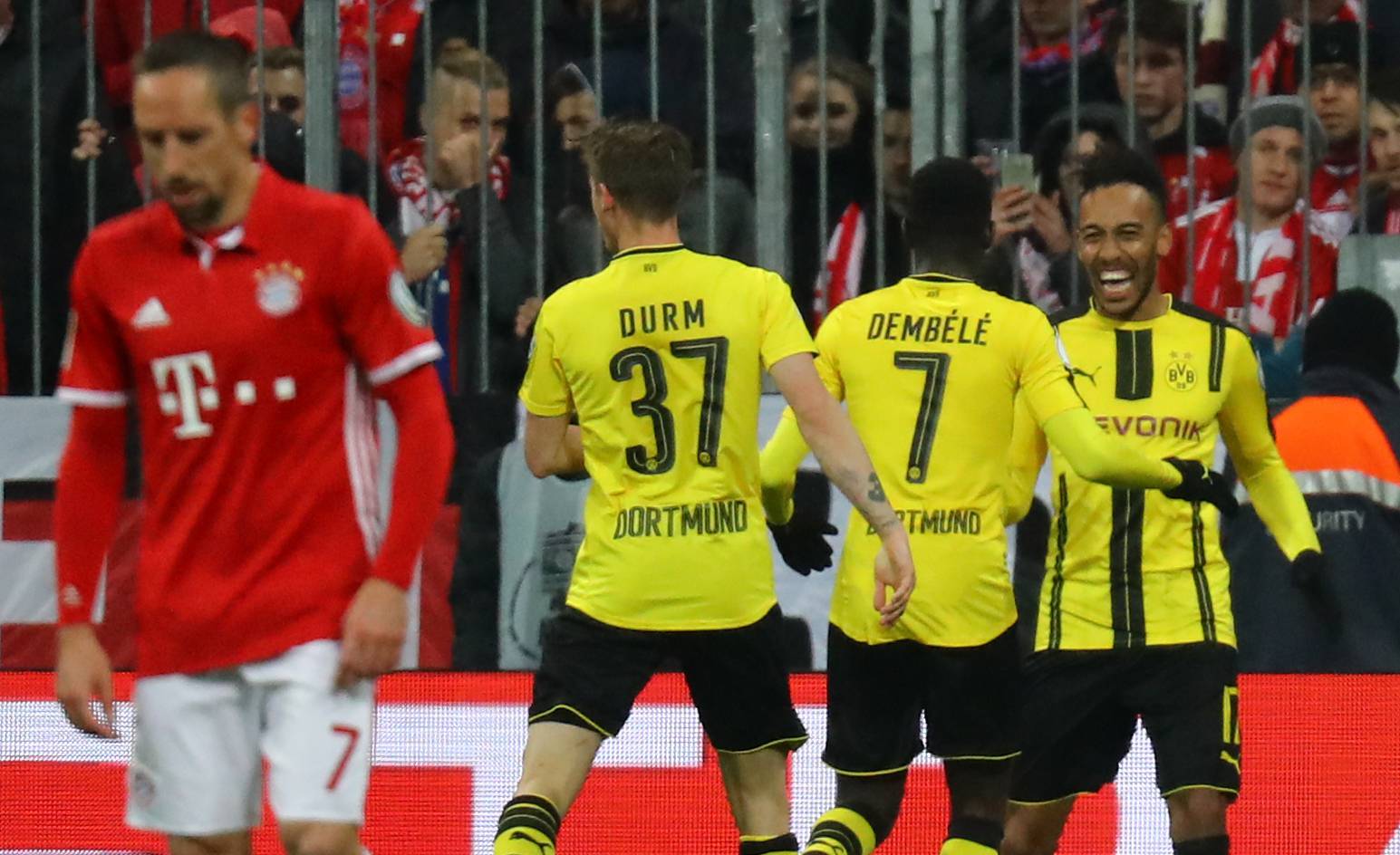 Borussia Dortmund's Pierre-Emerick Aubameyang celebrates scoring their second goal