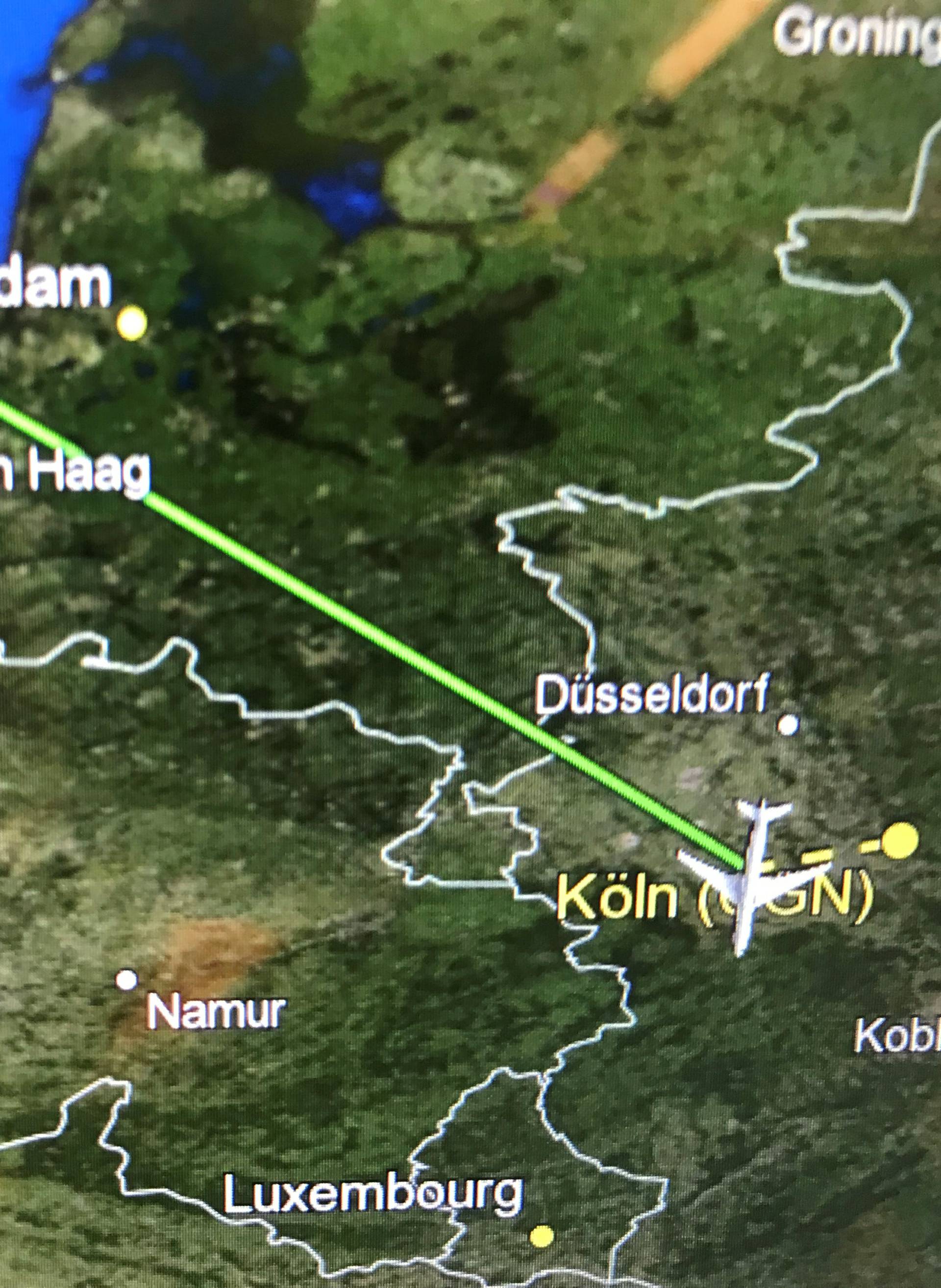 A picture shows the flight path of the Airbus A340 government aircraft carrying Chancellor Angela Merkel