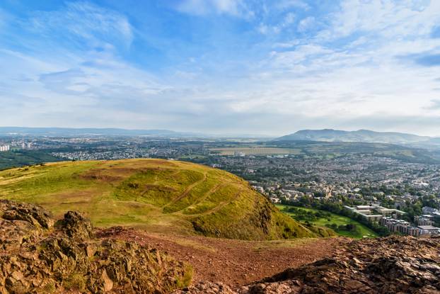 cityscape view of Edinburgh from Arthur's Seat, Scotland, United
