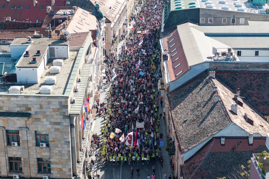Serbian students march to Novi Sad on anniversary of deadly station collapse in Belgrade