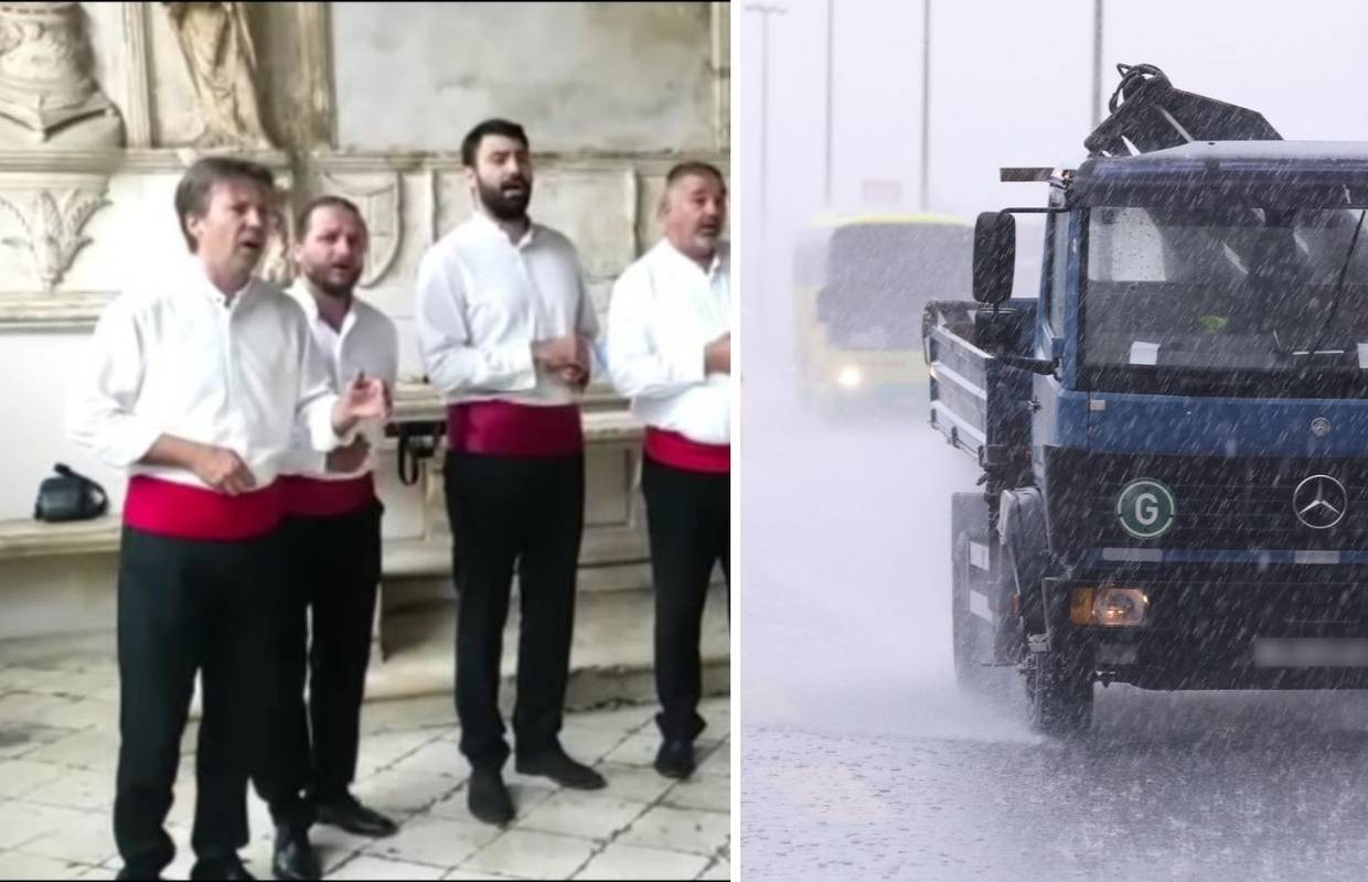 VIDEO Klapa u Trogiru zapjevala po najvećoj kiši, ljudi se sklonili