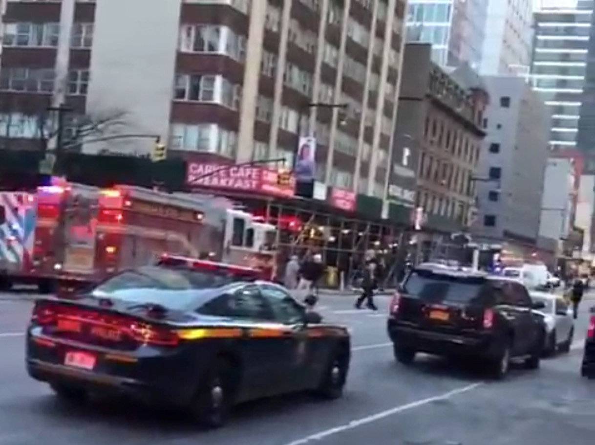 Emergency services are seen on the street following Manhattan explosion in New York