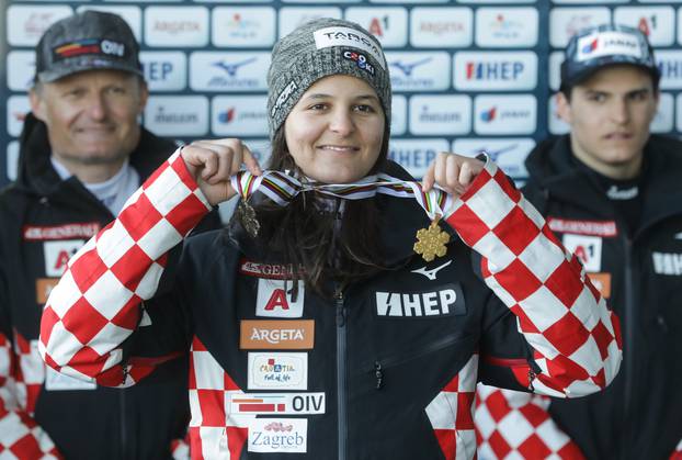 Zagreb: Dolazak Zrinke Ljutić nakon što je u Kanadi osvojila zlato u slalomu i broncu u veleslalomu
