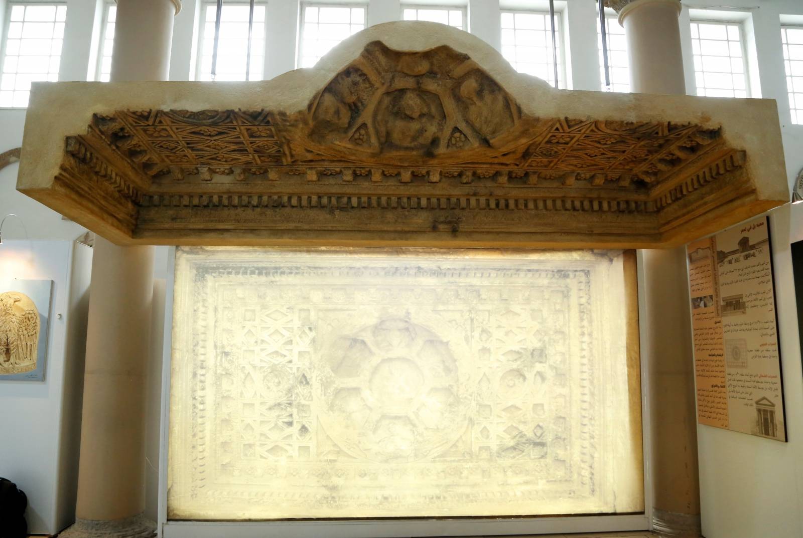A replica of an altar ceiling from the old Temple of Bel is exhibited at Syria's National Museum of Damascus