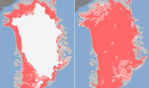 Skoro sav led na Grenlandu se počeo topiti u samo četiri dana
