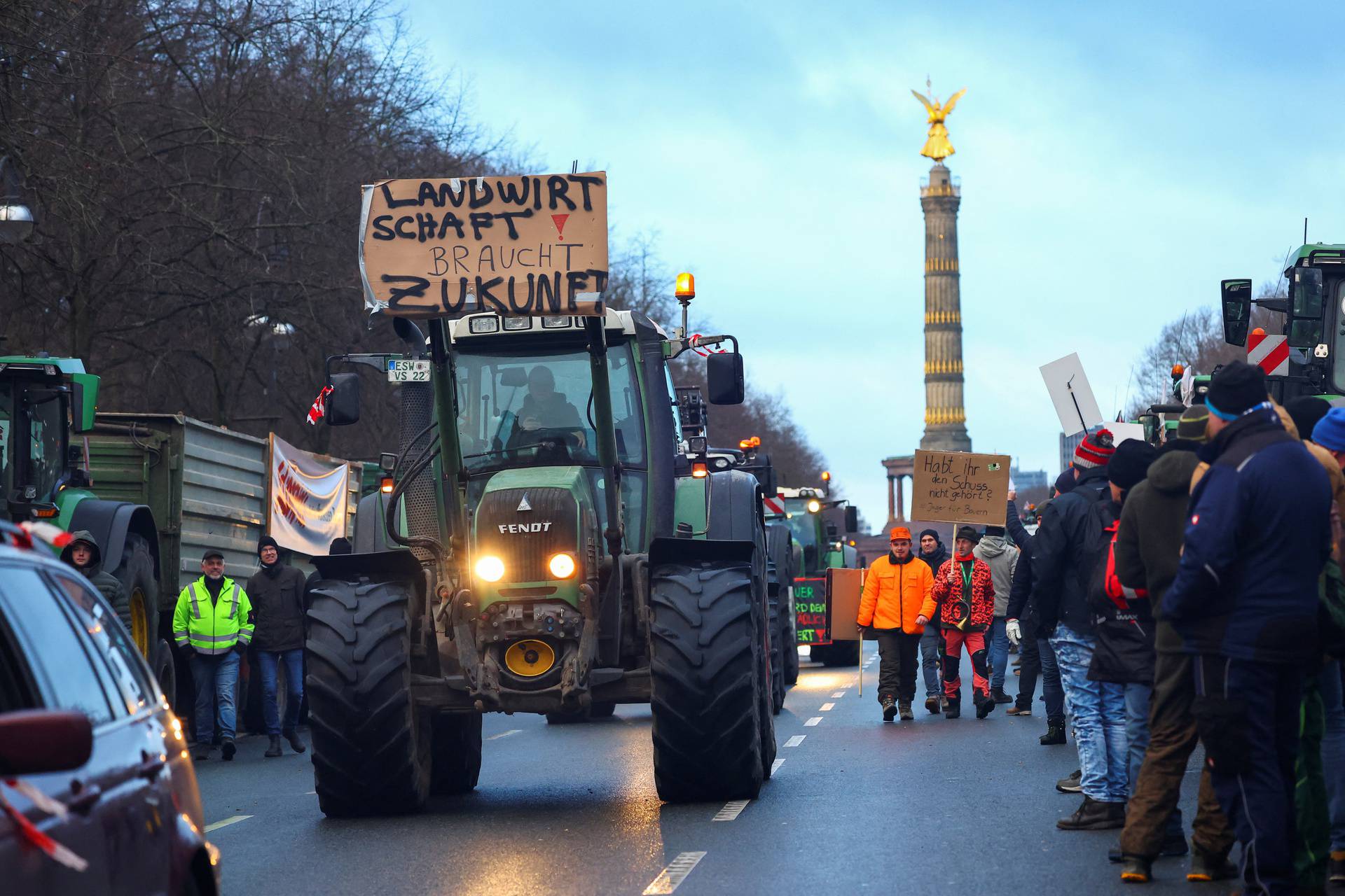 German farmers protest against the cut of vehicle tax subsidies in Berlin